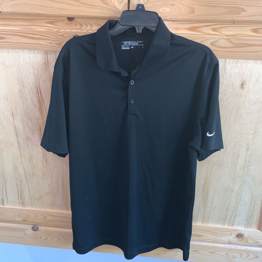 Nike golf tour performance dri-fit black collared shirt size L